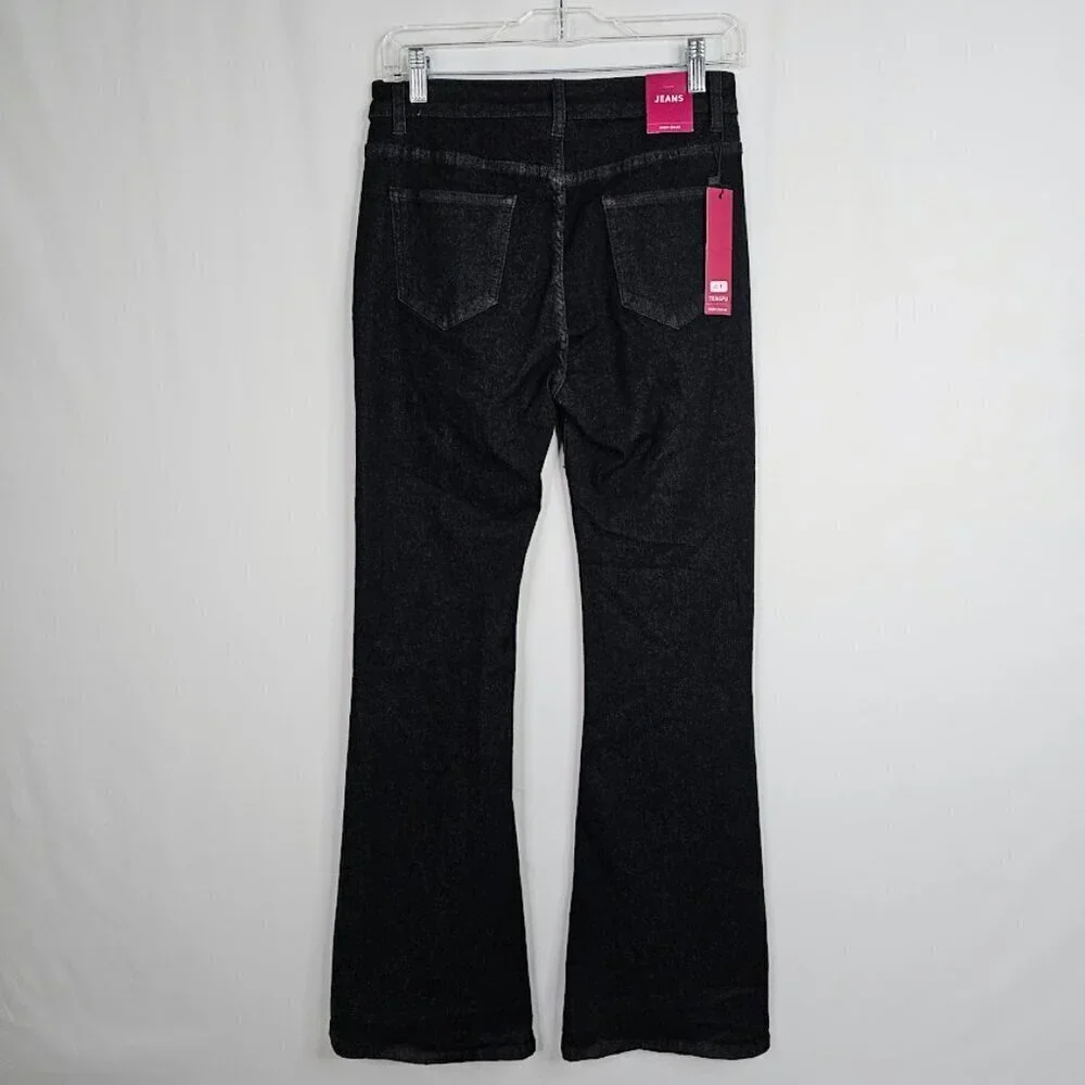 NWT Women's TENGFU Flare Leg Jeans size 4 BLACK High Rise Denim Bootcut Preppy - Picture 5 of 6